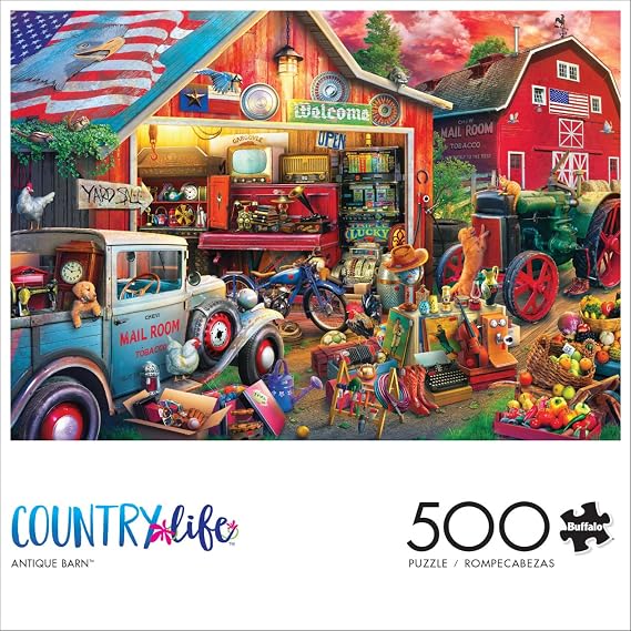 Buffalo Games - Antique Barn - Eduard - 500 Piece Jigsaw Puzzle for Adults - Charming Country Life Scene - Challenging Puzzle Perfect for Game Nights - Finished Size 21.25 x 15.00