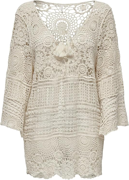 ONLY ONLFLORENCE CROCHET KAFTAN DRESS Elbise Kadın
