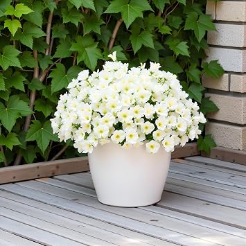 Artificial Fake Flowers Plant for Outdoors, 16 Bundles Faux Morning Glory UV Resistant Look Real Silk Flowers for Outside Planter Front Door Porch Patio Yard Spring Summer Decoration, Fuchsia