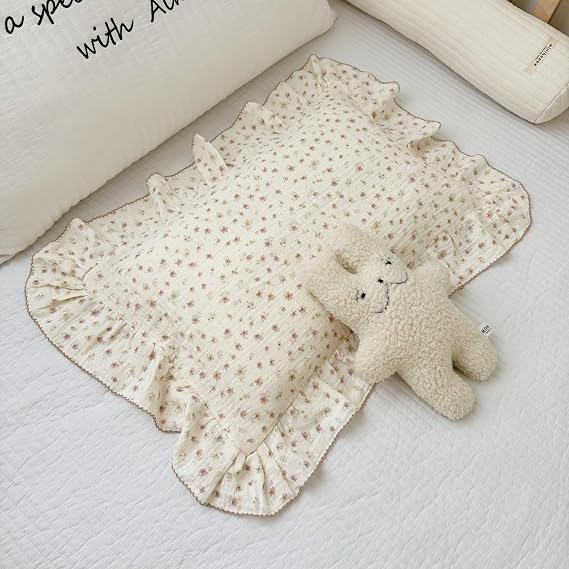 BuLuTu Muslin Baby Pillow Case for Crib Toddler Bed, 14"x20", Pink Floral