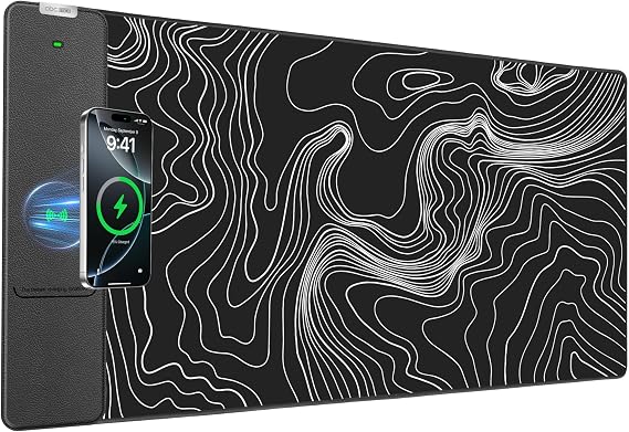 Wireless Charging Mouse Pad, 31.5"x15.8" Large Desk Mat, Smooth Glide