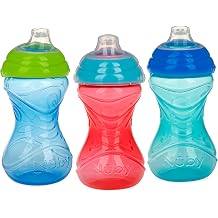 Nuby Clik-It Soft Spout No-Spill Easy Grip Sippy Cup for Boys - 3 Count (Pack of 1) 10 Oz - 6+ Months