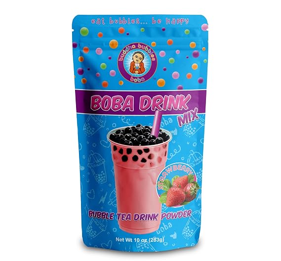 Premium STRAWBERRY CREAM Boba/Bubble Tea Drink Mix Powder By Buddha Bubbles Boba (10 Ounce) (283 Grams)