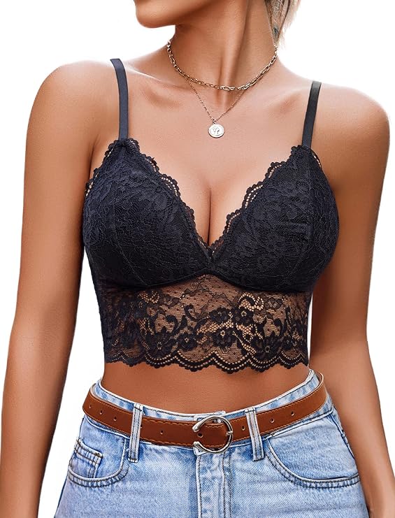 Avidlove Women's Lace Bustier Camisole Sexy Crop Top Bralette Undershirt Bra