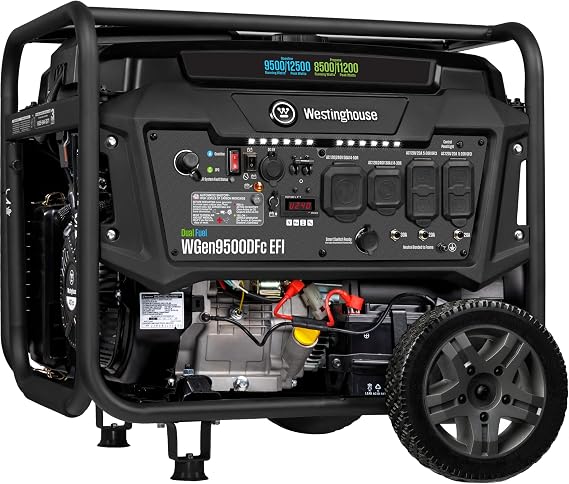 Westinghouse 12500 Peak Watt EFI Dual Fuel Home Backup Portable Generator, Remote Electric Start, Transfer Switch Ready, Gas and Propane Powered, CO Sensor, CARB Compliant