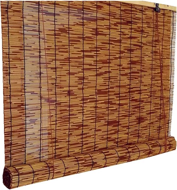 Bamboo Roll Up Window Blind,Exterior Roller Shade Outdoor,Roman Blinds Louver Window Roller Blinds,Hand-Woven,Retro Decoration,Breathable,Anti-Uv,Protection Privacy (150 * 180cm/59 * 71in)