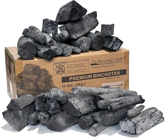 The Bincho Grill Binchotan Charcoal 11 lbs Premium Japanese Grill Style Hardwood, 95% Carbon, Smokeless High-Heat, Long Burn for Yakitori, Reusable