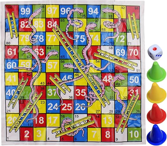 Snakes and Ladders Board Game - Folding Travel Board Game,Fun Portable Chess Toy for Kids Adults Travel Parties Enjoyable Gameplay Family Gatherings Outdoor Activities