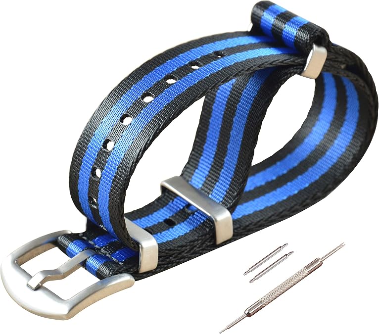 Nylon Watch Band Replacement Brushed Buckle 18mm 20mm 22mm 24mm