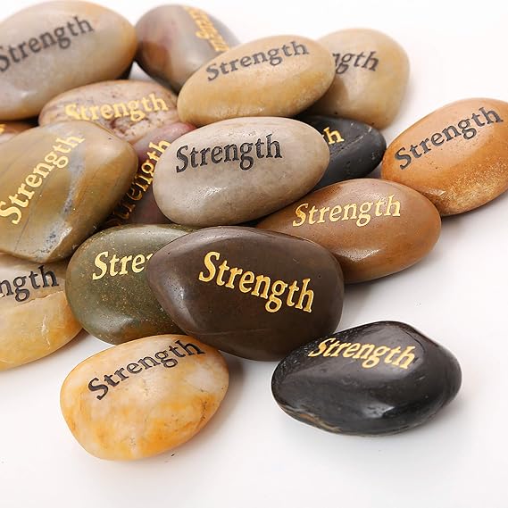 ROCKIMPACT 50PCS Strength Encouragement Gifts, Engraved Inspirational Stones, Bulk Healing Inspiring Rocks, You are Braver Than You Believe, Stronger Than You Seem, Wiser Than You Know, 2"-3" Each