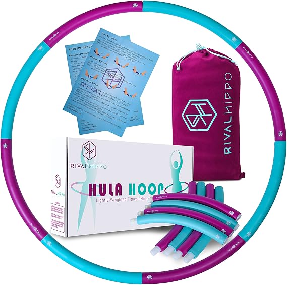 Detachable and Adjustable Weighted Hula Hoop for Adult with 8 Push-to-Connect Sections and Soft Thick Foam Padding for Weight Loss Exercise with Matching Carrying Bag (Up to 3.04 Pounds, 36 Inches)