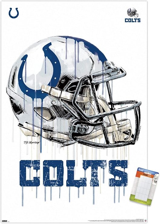 Trends International NFL Indianapolis Colts - Drip Helmet 20 Wall Poster, 22.375" x 34", Poster & Mount Bundle