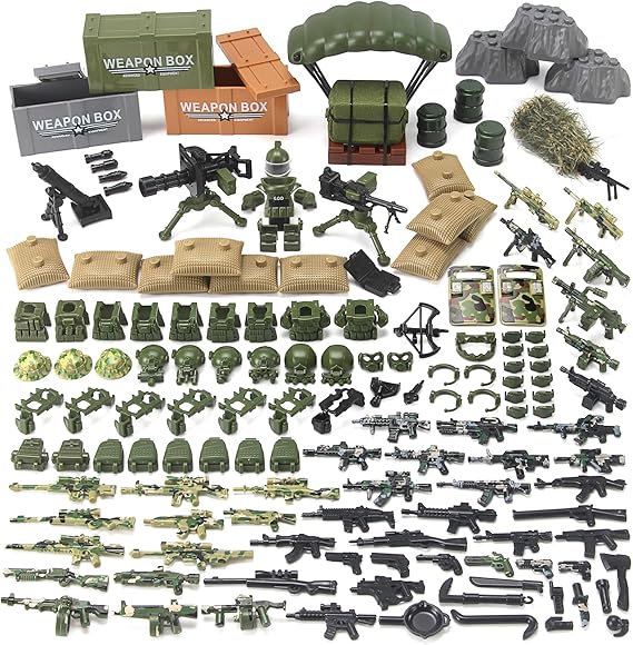 Military Weapons Pack Camo Green Army Accessories for Soldier Figures