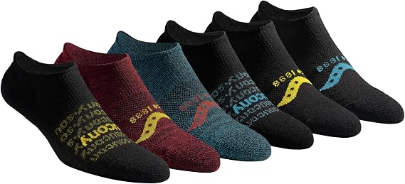 Saucony Men's RunDry Mesh Ventilating Comfort Fit Performance No-Show Socks, Available in M-XXL (6, 12, 18 Pairs)