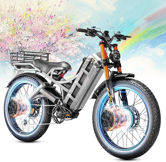 2025 eAhora Romeo Pro 2 4000W Dual Motor Electric Bike for Adults 52V 70Ah 200+ Mile Long Range Ebike 46MPH Fastest Electric Bike 26''*4.0'' Fat Tire Electric Mountain Bike, Air Full Suspension UL2849