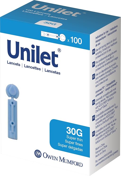 Owen Mumford Unilet Super Thin Lancets (30G), 100 Count
