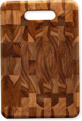 IWAS Upcycled Teak Wood Cutting Board | Medium 11.81 x 7.87 x 1| Made from Upcycled Teak Wood | Sustainable & Environmentally Friendly End Grain Wooden Chopping Boards for Kitchen