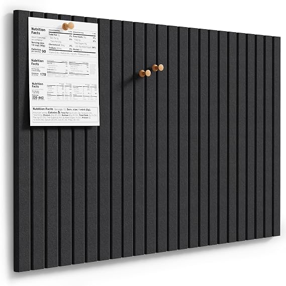 MaxGear Large Cork Boards for Walls 36" x 24", Black Felt Bulletin Board Tiles for Office Decor, 6 Pack Felt Wall Tiles with Slat Paneling, Push Pin Board Home Wall Organizer