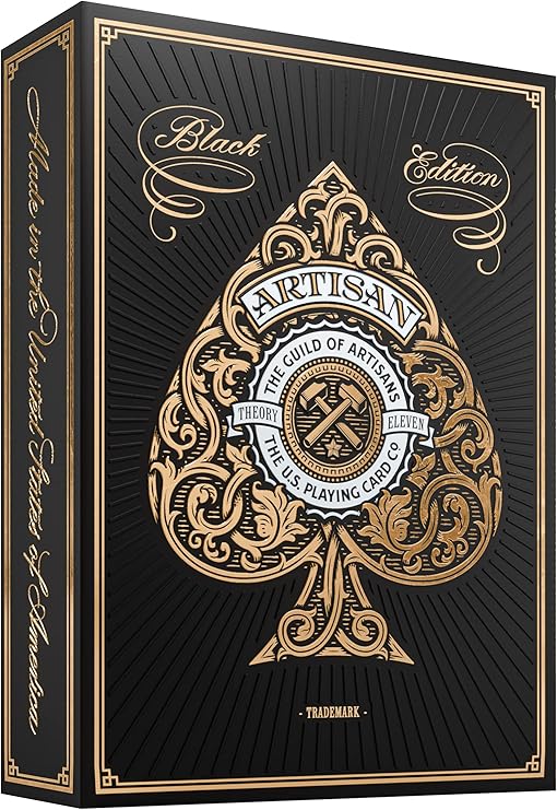 theory11 Artisan Playing Cards Black Gold Foil Hand-Illustrated Poker Deck with Elegant Art, Magic, Cardistry, Game Night Gift for Card Collectors, Magicians, Poker Players, Teens & Adults