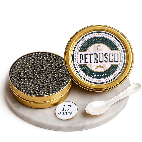 Petrusco Sevruga Black Caviar Sturgeon Roe Premium Gourmet 1.7oz