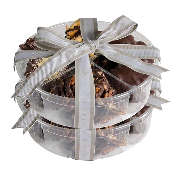 Nut Clusters Chocolates 2 Pack - Chocolate Nuts Gift Set, Kosher Dairy Free. Brooklyn Handcrafted, Caramel Drizzled Pecan, Roasted Almond, Brittle & Chocolate Cashew Patties, Holiday Chocolates Basket Gifts