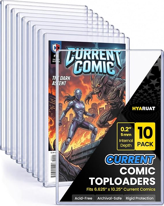10 Pack Current Comic Book Top Loaders, 15 Mil Rigid