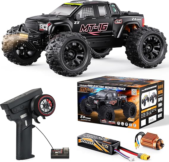 MT-16 1/16 Brushless Fast RC Cars 4X4 for Adults Fast 50 MPH,High Speed RC Car 4WD, Off Road Remote Control Truck,All Terrain RC Truggy for Snow,Sand & Mud Compatible with 3S Battery,Suitable as Gift