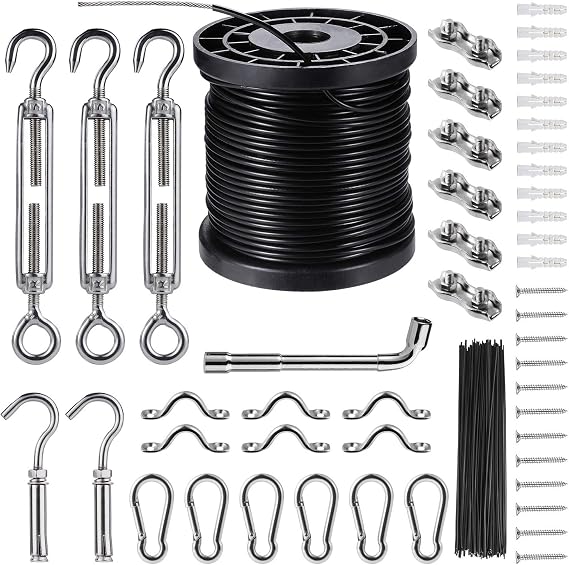 Outdoor String Light Hanging Kit Includ 164 FT Nylon Rope Cable