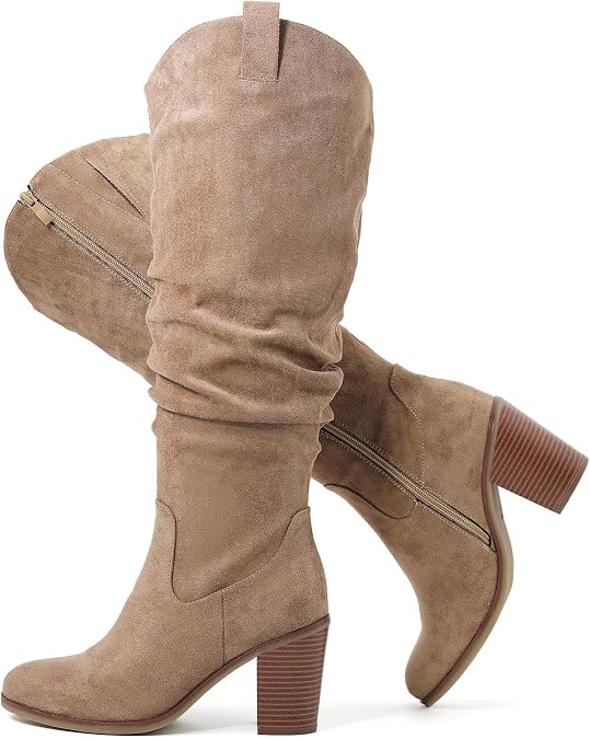 Luoika Women's Extra Wide Calf Cowboy Knee High Boots.