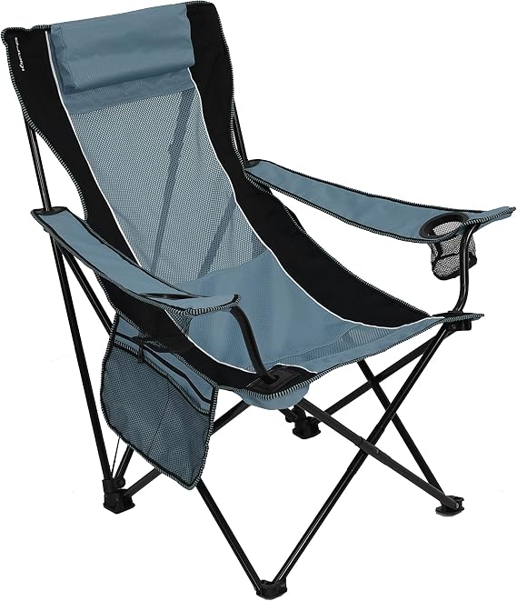 Kijaro Sling Folding Camping Chair - Enjoy The Outdoors in This Outdoor Chair with a Built-in Cup Holders and Side Organizer OR Side Cooler - Includes a Detachable Pillow