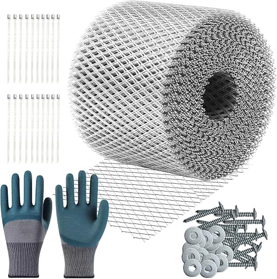 5 Inch X 100 Feet Gutter Guard Mesh Roll,Leaf Filter Gutter Protection Roll | Gutter Leaf Filter  with Screws,Gloves and Stainless Steel Ties, DIY Roof Gutter Cover for Leaves Twigs Debris