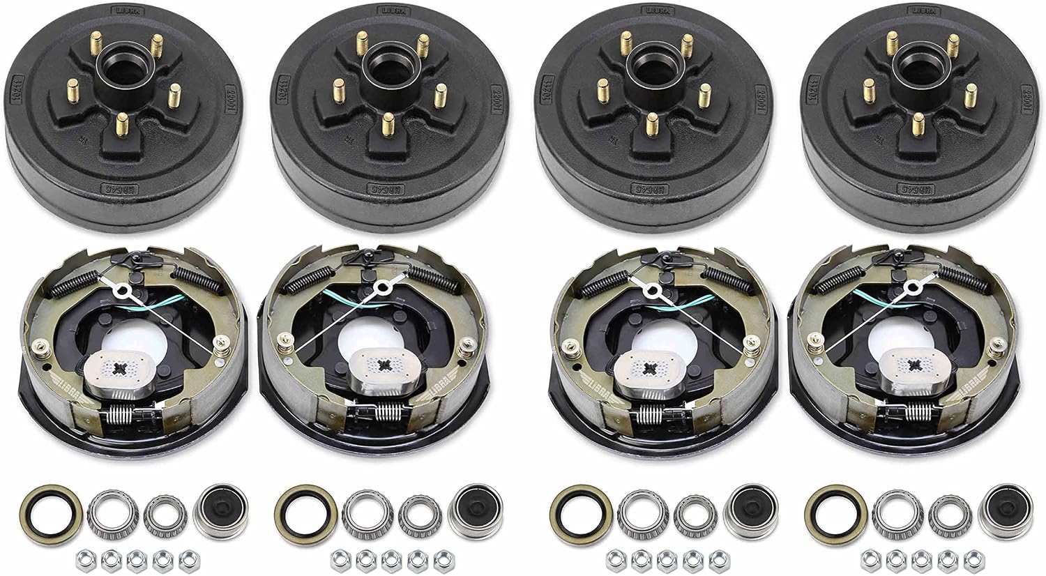 LIBRA 2 Sets LIBRA Trailer Hub Drum Kits 5 on 4.5 B.C wSelf-Adjusting 10x2-14 Electric Brakes for tandem 3500 Lbs Axles
