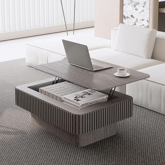 Lift Coffee Table with Storage & Adjustable Height, Rectangle Coffee Table