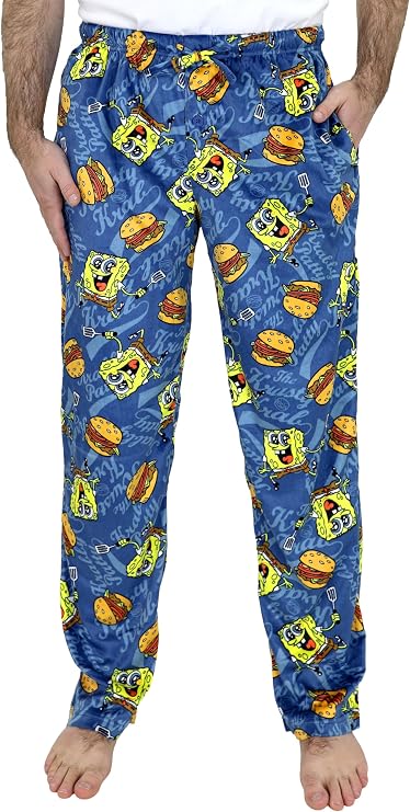 Nickelodeon Spongebob Pajamas for Men, Fleece Spongebob Pajama Pants for Adults, Patrick, Squidward, Sandy, Mr. Krabs S-XL