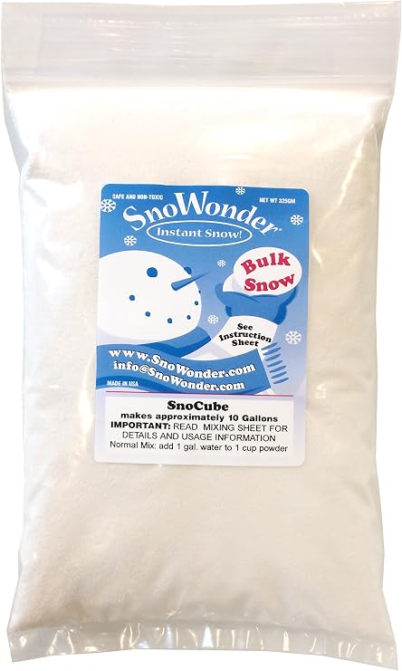 SNOWONDER Instant Snow Fake Artificial Snow, Also Great for Making Cloud Slime - Mix Makes 36 Gallons of Fake Snow