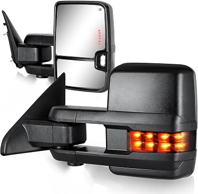 Towing Mirrors for 2009-2018 Dodge Ram 1500,2010-2018 Ram 2500 3500,1500 Classic 2019-2024 Side Mirror with Power Heated Turn Signal Puddle Lamp Backup Light Extendable Pair Set