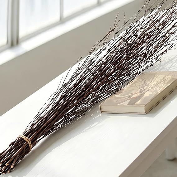 29 Real Dried Birch Twigs 20pcs 100% Natural Birch Branches for Floor Vases Tall , Long Decorative Sticks for DIY Rustic Home Decor Broom Wreath Halloween Christmas Easter Wedding