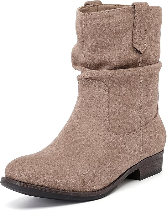 Ruiee Womens Ankle Boots Fall Winter Fashion Booties. | Short Boots, Slouchy, Casual Versatile, Lug Sole, Comfort, Faux Leather, Round Toe
