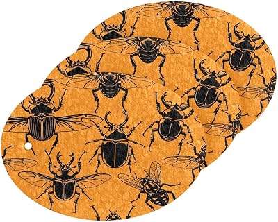 Insect Pattern on Orange Dish Scrub Sponges Kitchen Non Scratch Reusable Compressed Cellulose Sponge Hanging for Household Cleaning Washing Dishes Pots and Pans 3 Pack