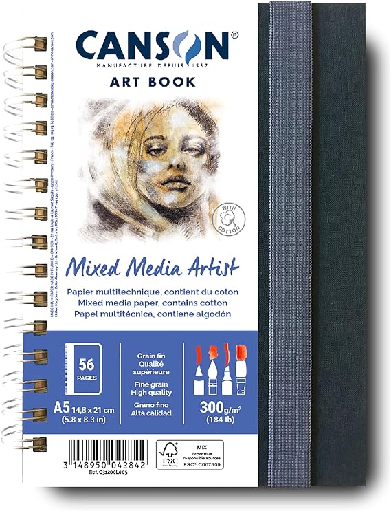 Canson Mixed Media Paper Art Book, White, 5.8x8.3 in