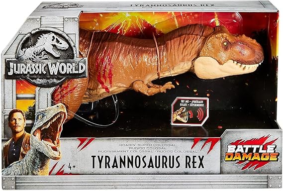 JURASSIC WORLD BATTLE DAMAGE ROARIN' SUPER COLOSSAL TYRANNOSAURUS REX Figure