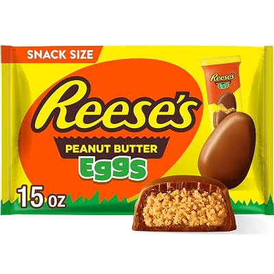 REESES Milk Chocolate Snack Size Peanut Butter Eggs, Easter Basket Easter Candy Bag, 15 oz