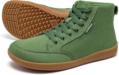 HOBIBEAR Womens Barefoot Shoes | Wide Toe Box | High Top Canvas | Comfortable Trail Running Sneaker