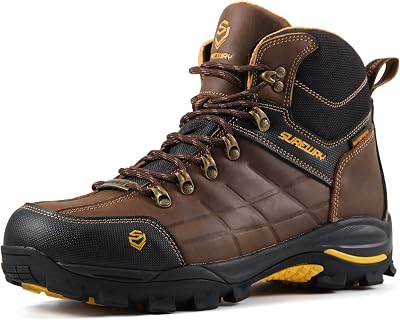 SUREWAY Mens 6 SoftSteel Toe Heavy Duty Waterproof Work Boot - Leather,Lace Up,OilSlip Resistant Dual-Density Comfortable EH Construction Industrial Ankle Safety Men Work Boots,Roofing, Hunting