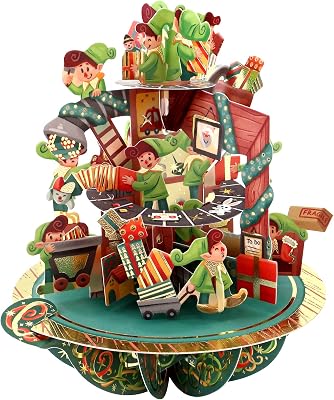 SANTORO Pirouette, Christmas 3D Pop Up Greeting Card - Santas Workshop - For Kids, For Family, Christmas, Festive