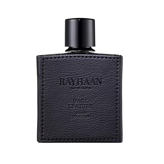 Rayhaan Dark Leather for Men Eau de Parfum Spray, 3.4 Ounce