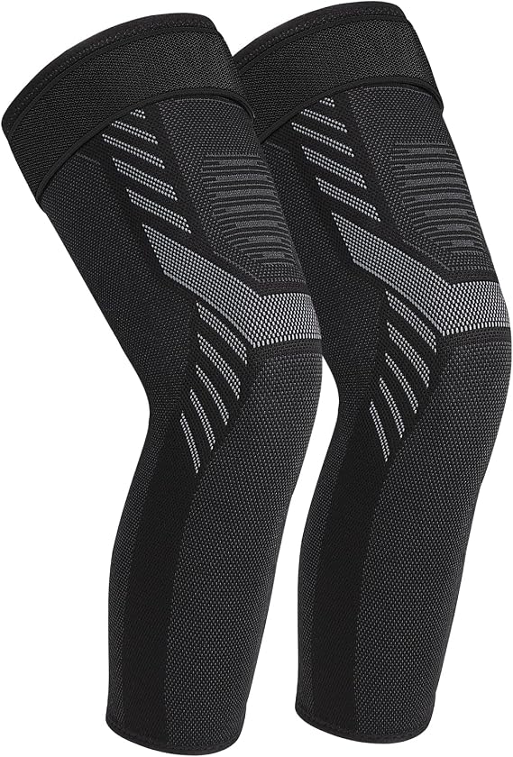 Full Leg Compression Sleeves Adjustable Long Knee Braces for Women and Men