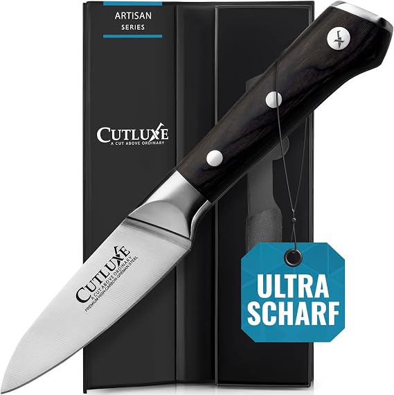 cutluxe artisan series small kitchen knife 9 cm - paring knife vegetable knife fruit knife paring knife chef's knife ergonomic design & extremely sharp