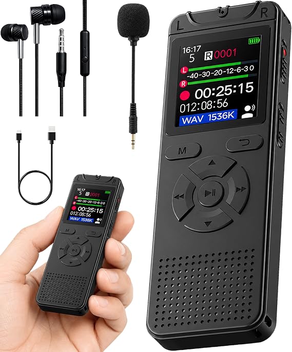 Digital Voice Recorder with Playback, 32GB Built-in Memory Storage