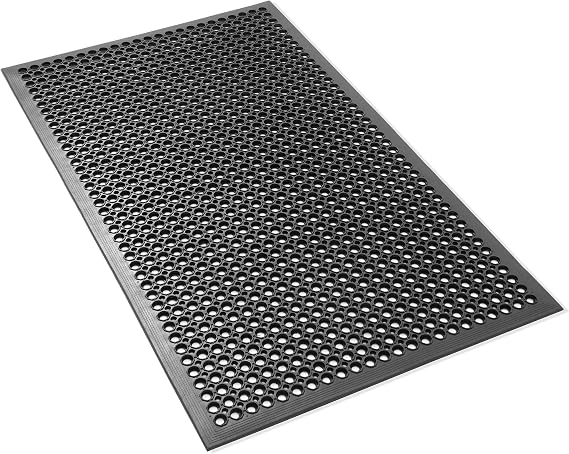 GRIDMANN Rubber Floor Mat, 60" x 36" Anti-Fatigue Drainage Mat, Non-Slip and Grease Resistant for Restaurants, Commercial Kitchens, Bar Floors, Black